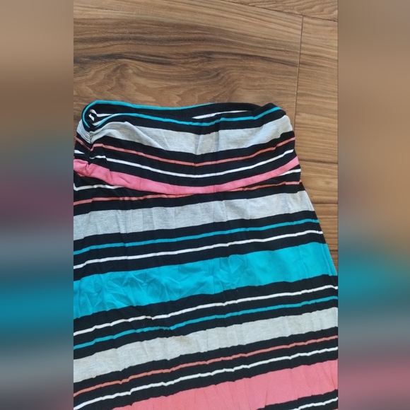 Merona Women XS A Line Maxi Stretch StripePull On Roll sides Colorful boho skirt - Picture 7 of 10